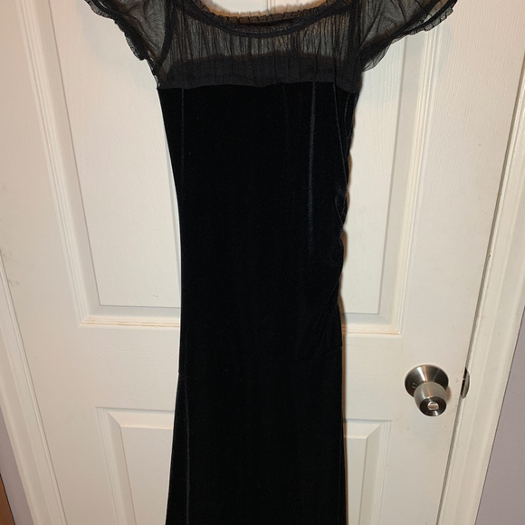 Vintage Asymmetrical Black Velvet Dress - Picture 4 of 8